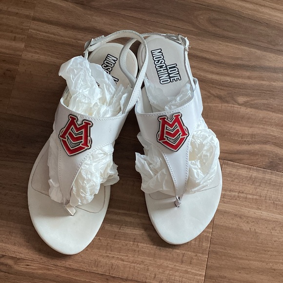 Pre-owned Love Moschino White Sandals -Size 38 - Picture 2 of 11